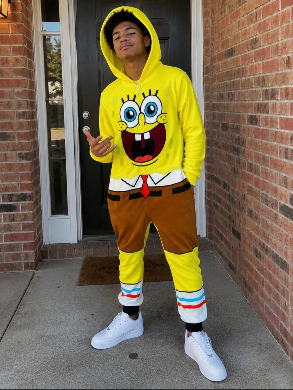Nickelodeon SpongeBob Yellow and Brown Hooded One-Piece - Picture 4 of 4
